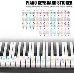 Duurzaam Spectrum Toetsenbord Stickers Hit Kleur Transparant 25/49/61/76/88 Key Piano Toetsenbord Stave Opmerking Sticker voor Kinderen
