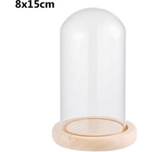 Onderdelen Glas cloche Jar Display Stand Cover Display Terrarium Fles met Houten Base Cover Display Box Onsterfelijke Bloem Doos