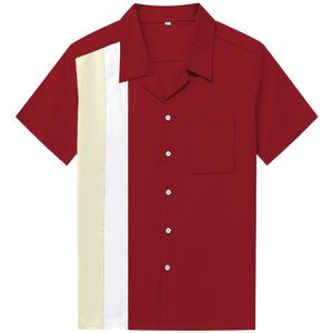 Verticale Gestreepte Rockabilly Shirt Mannen Retro Button-Down Jurk Katoenen Shirts Korte Mouw Hombre Bowling mannen Vintage Shirts