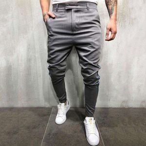 Heren Joggers Broek Side-zakken Camouflage Man Broek Mode mannen Slim Pure Kleur Casual Sport Pocket Voeten Broek m-3XL