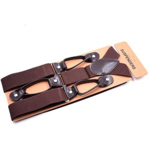 Mannen Bretels Hoge Elastische Verstelbare Bretel Zware Back Broek Bretels 6 Kleuren Knop Jarretel Riem 006