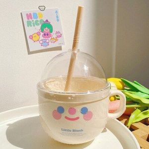 Ins Korea Creatieve Sippy Cup Plastic Mok Leuke Glimlach Persoonlijkheid Cup Fruitsalade Ontbijt Melk Fles Keuken Servies Cup