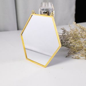 Nordic Minimalistische Home Decoration Geometrische Vorm Gold Brass Zeshoekige Spiegel Badkamer Spiegel Entree Spiegel Make-Up Spiegel