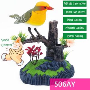 510B/506AY Vogel Speelgoed Klinkende Vogel Voice Control Speelgoed Kooi Ornament Elektrische Kunstmatige Vogel Speelgoed Zingen Vogel Huis Tuin decor