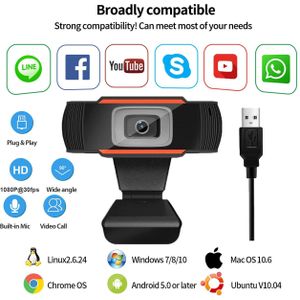 Webcam 1080P Full Hd Usb Webcam Met Microfoon Usb Plug En Play Video Call Voor Pc Computer desktop Gamer Webcast