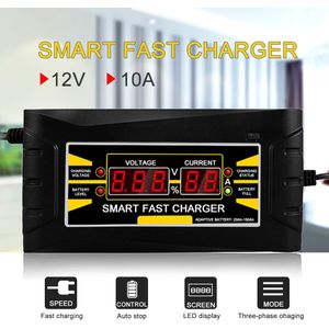 Volledige Automatische Smart 12V 10A Lood-zuur/Gel Accu Charger W/Lcd-scherm Us Plug Smart Fast battery Charger Auto Accessoires