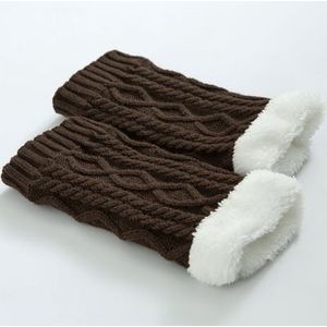 Grote Meisje Effen Kleur Rhombic Gebreide Dikke Fleece Winter Beenwarmers Windscherm En Anti-Koude Beenwarmers