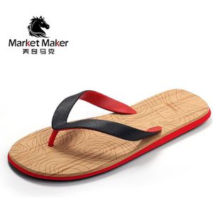 Ronde Neus Mannen Flip-Flops Zomer Mode Pvc Comfortabele Strand Non-Slip Heren Schoenen Houtnerf Causale heren Slippers