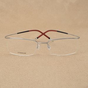 Vrouwen Mannen Pure Titanium Half Velg Bril Wenkbrauw Bril Brillen Optische Brillen Recept Frame Met Case