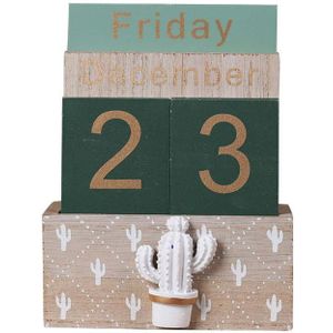 Houten Perpetual Kalender Eeuwige Blok Planner Fotografie Props Maand Week Datum Display Home Office Desktop Decoratie