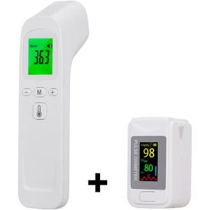 Digitale Thermometer Lichaam & Mini Vinger Pulsoxymeter Pulsoximeter Clip Pulsoximetrie Bloed Zuurstof Hartslagmeter Saturatiemeter