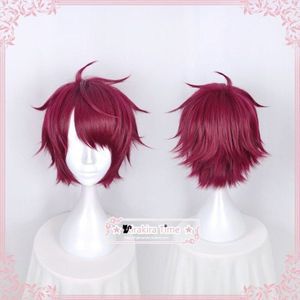 A3! Lente Sakuma Sakuya Dark Red Korte Cosplay Hittebestendige Synthetisch Haar Carnaval Halloween Party + Gratis Pruik Cap