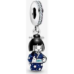 925 Sterling Zilveren Bedels Japan Pop In Blauw Kimono Enamel Dangle Charm Fit Originele Armband Vrouwen Diy sieraden