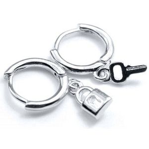 Roxi Creatieve Lock Key Asymmetrie Oorringen Voor Vrouwen Mannen Bruiloft Sieraden Kraakbeen Oorbellen 925 Sterling Zilveren Pendientes