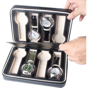 8 Grids PU Lederen Travel Horloge Opbergdoos Tonen Horloge Display Opslag Handige Doos Lade Rits Sieraden Collector Case