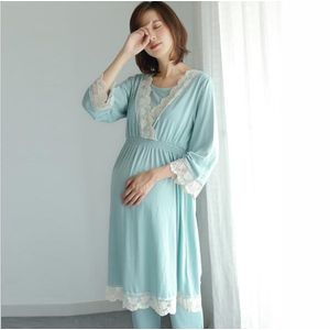 Fdfklak Moederschap Nachtkleding Lente Herfst Kant Nachtkleding Voor Zwangere Verpleegster Pajama Set Pyjama Vrouwen Verpleging Pyjama F55