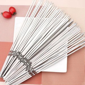 25 Stuks Platte Bbq Spiesjes 33Cm Rvs Barbecue Sticks Voor Outdoor Camping Picknick Gereedschap Bbq Accessoires