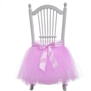 1 Pc Simple Tulle Stoel Rok Voor Verjaardag Bruiloft Stoel Sjerpen Decoratie Hotel Banket Levert 45x45cm