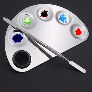Oogschaduw Mengen Spatel Roestvrij Staal Mengen Tool Half Moon Vorm Palet Clear Nail Art Make-Up Poolse Gel Foundation