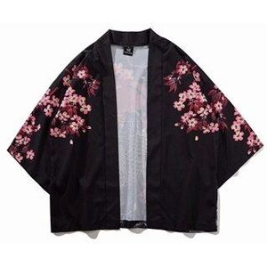 Zomer Heren Kimono Shirt Japanse Koi Kimono Vest Jassen Patronen Open Stitch Vis Crane Print Harajuku Kleding Jassen