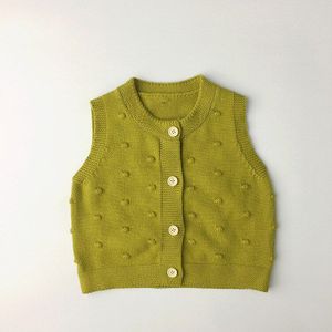 Lente Herfst Kinderen Gebreide Vest Effen Baby Jongens Mouwloos Vest Meisjes Gebreide Tops Kids Leuke Pom Pom Trui Kleding