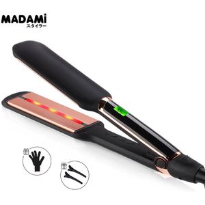 MADAMI Infrarood Technologie Hair Care Ion Stijltang MCH Snelle Verwarming Toermalijn Keramische En Infrarood Dual Platen LCD Flat Iron