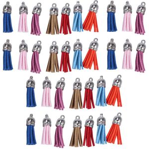 60 Stuks Suede Kwastje Bandjes Sieraden Charms Bag Hanger Lederen Kwasten Diy Accessoires Voor Sleutelhanger Mobiel (Willekeurige Kleur)