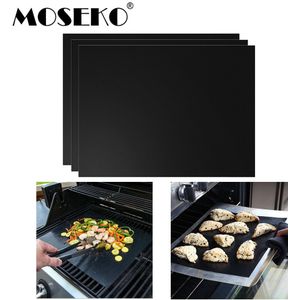 MOSEKO 3 stks Barbecue Grill Mat 33*40 cm non-stick Herbruikbare BBQ Grill Matten Vel Grill Folie BBQ Liner Koken Tool