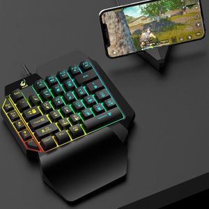 Mini One-Handed Gaming Toetsenbord Rgb 8-Kleur Led Backlight Gaming Toetsenbord Draagbare Usb Bedrade 39 Toetsen Accessoire gamer Toetsenbord