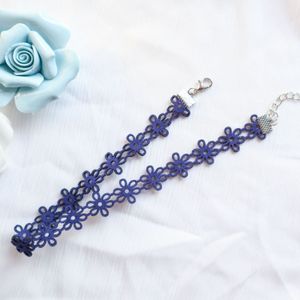 Koreaanse Blue Hollow Star White Crystal Ketting Bloem Korte Sleutelbeen Mode-sieraden Voor Meisje Leuke Ketting