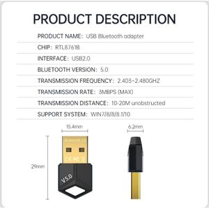 Grwibeou Mini Draadloze M25 Usb Bluetooth 5.0 Adapter Ontvanger Dongle Lage Latency Muziek Mini Bluthooth Zender Voor Pc Laptop