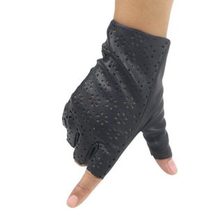 Warblade Mode Vrouwelijke Vingerloze Handschoenen Zwart Ademend Zacht Lederen Handschoenen Voor Dance Party Show Vrouwen Half Vinger Wanten