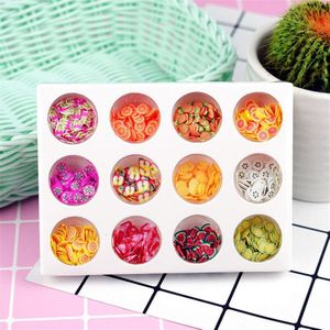 12 Potten/Set Nail Fimo Fruit Plakjes Nail Art Rhinestones Voor Nail Art Decoratie Polymeer Klei Diy Fruit Tips plakjes Set Pb #