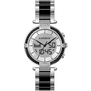 Kademan Vrouwen Horloge LCD Dual Display Elegante Top Luxe Mode Vrouwelijke Quartz Horloge Relogio Feminno Waterdichte K9080