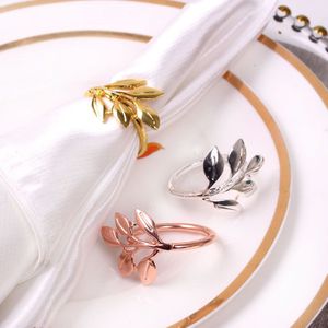 10 Pcs Wedding Leaf-Vormige Legering Servetring Hotel Speciale Servet Gesp Goud Zilver Servet Ring