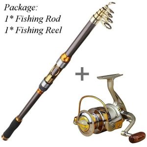 Pulline Hengel En Reel Set Carbon Telescopische Hengel Pole Met 12BB Metalen Spinning Reel Zee Zoutwater Zoetwater Kits