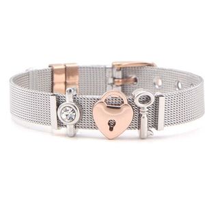 Somsoar Sieraden Rvs Verzilvering Rose Goud Twee Tone Mesh Armband Kan Uw Hart En Thuis Worden Gevuld Liefde als Beste Wensen