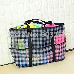 Tibroni Grote mesh-strandtas met ritssluiting, binnenzak, opvouwbare boodschappentas, strandtas, schoudertas voor dames, voor strand, familie, reizen, shopper