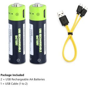 Aa Batterij 1.5V Lithium 1700Mah Aa Usb Li-Ion Batterij 1.85Wh Li-Polymeer Met Usb Oplaadbare + Usb kabel Charger Kit Voor Klokken