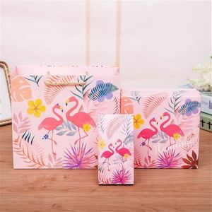 Flamingo Party Box Wedding Hand Box Favor Candy Bag Roze Souvenir Papieren Zakken Pack