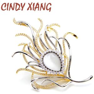 Cindy Xiang Zirconia Veer Broches Voor Vrouwen Double Layer Mooie Pin Broche Luxe Mode-sieraden Koper Materiaal