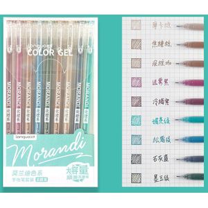 9 Stks/set Morandi Grijs Gekleurde Gel Pennen Vintage Kleur Inkt Marker Liner 0.5Mm Pen Schrijven Briefpapier Office School levert