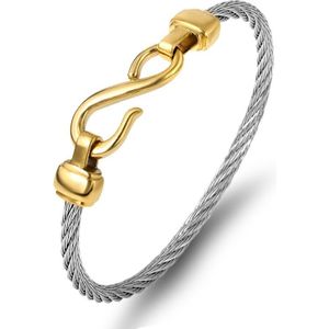 Goud Kleur Titanium Stalen Armband Haken Mode-sieraden Infinity Liefde Charm Armbanden Bangles Voor Vrouwen Paar