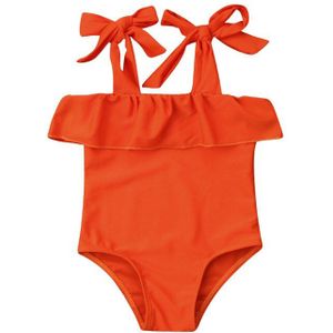 Pasgeboren Kids Baby Meisjes Riem Ruches Oranje Bikini Badmode Badpak Beachwear Een Stuk Solid Badpakken