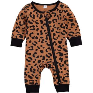 Pasgeboren Baby Baby Jongens Meisjes Jumpsuit Peuter Camouflage Luipaard Print O-hals Lange Mouwen Diagonale Rits Romper