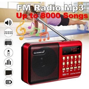 K11 Fm Oplaadbare Mini Draagbare Radio Handheld Digitale Fm Usb Tf MP3 Player Speaker