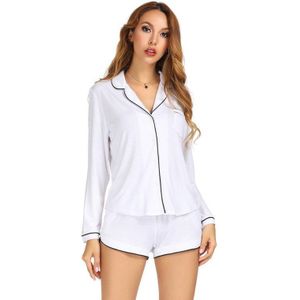 Vrouwen Pyjama Lente Herfst Modale Effen Kleur Lange Mouw Breed Losse Shirt Thuis Kleding Set Kan Dragen Buiten Twee stuk