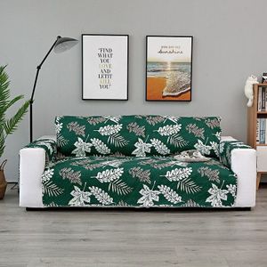 Grijs Groene Kleur Bladeren Print Sofa Hoes Anti-Slip Afneembare Wasbare Sofa Cover Meubels Protector Pet Matten 1/2/3 Seat