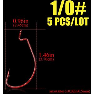 1 pack offset worm haken rode ogen ringen 5/0 #-6 # vishaken voor karper Staart gamakatsu