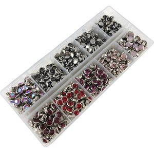 Yoranyo 360 Sets 6 Mm Cz + + Crystal Klinknagels Verzilverd Gemengde Kleur Spots Studs Dubbele Cap Punk Spikes Voor leer-Crafting